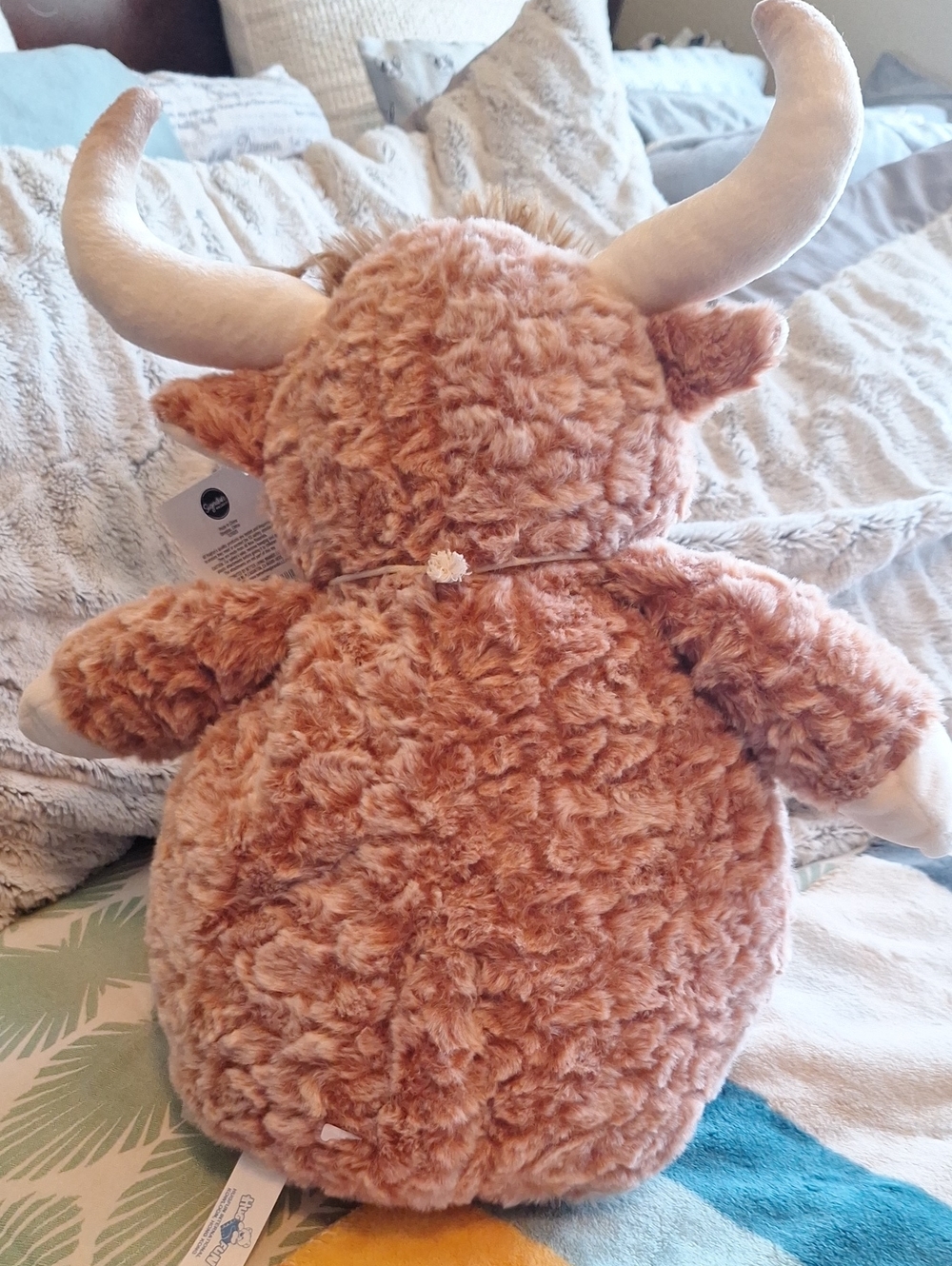 Lush Tan Plush Highland Cow with Cream Accents 17" - Picture 2 of 3